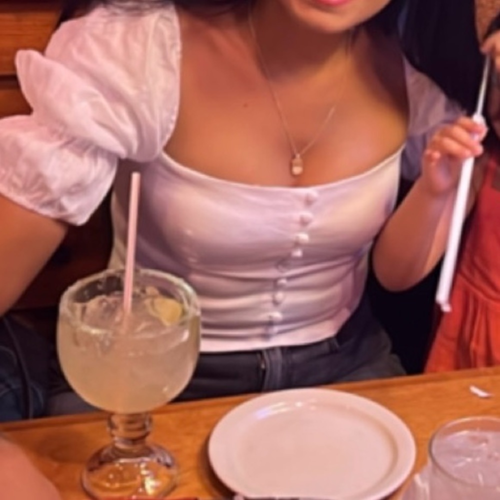 Reformation White Puff Sleeve Cropped Blouse